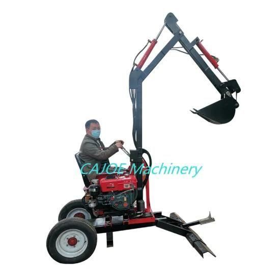 Small Wheel Excavator Mini Loader Digger Towable Backhoe 360 Degree Rotation Used in Farm ...