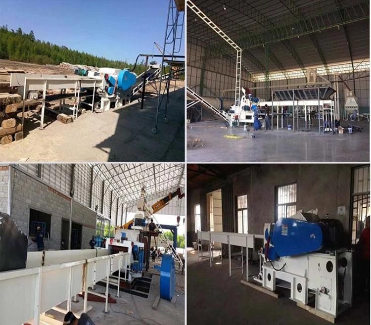 110kw Large Capacity Electric or Diesel Making Press Complete Wood Processing Plant Crusher Wood Chipper for Large Wood, Tree Window Doors with Metal Separator