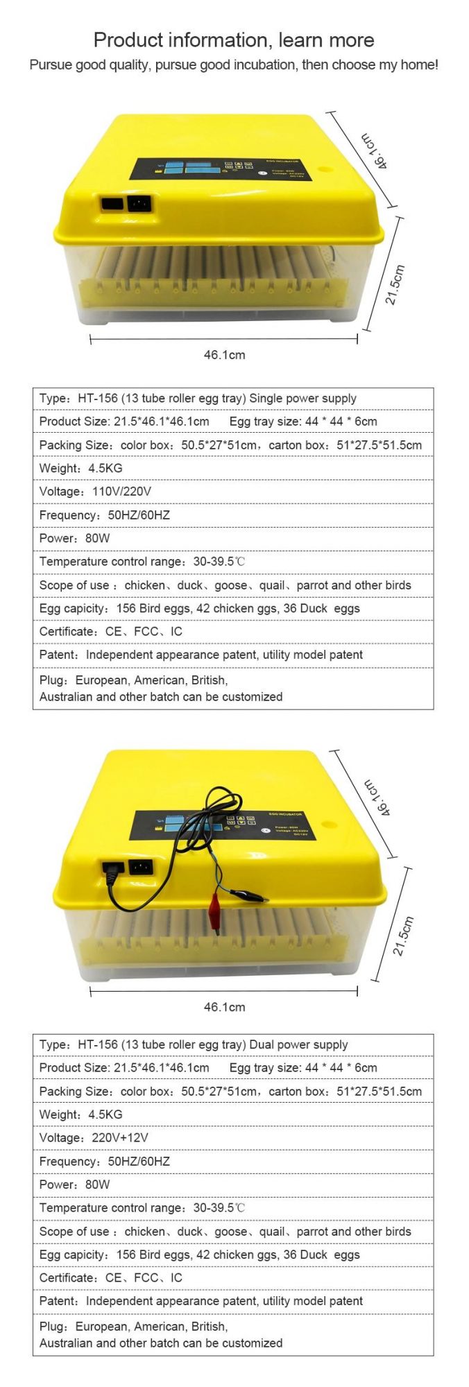 Hot Sale Chicken Egg Incubator 156 Poultry Incubator Egg Hatching Machine