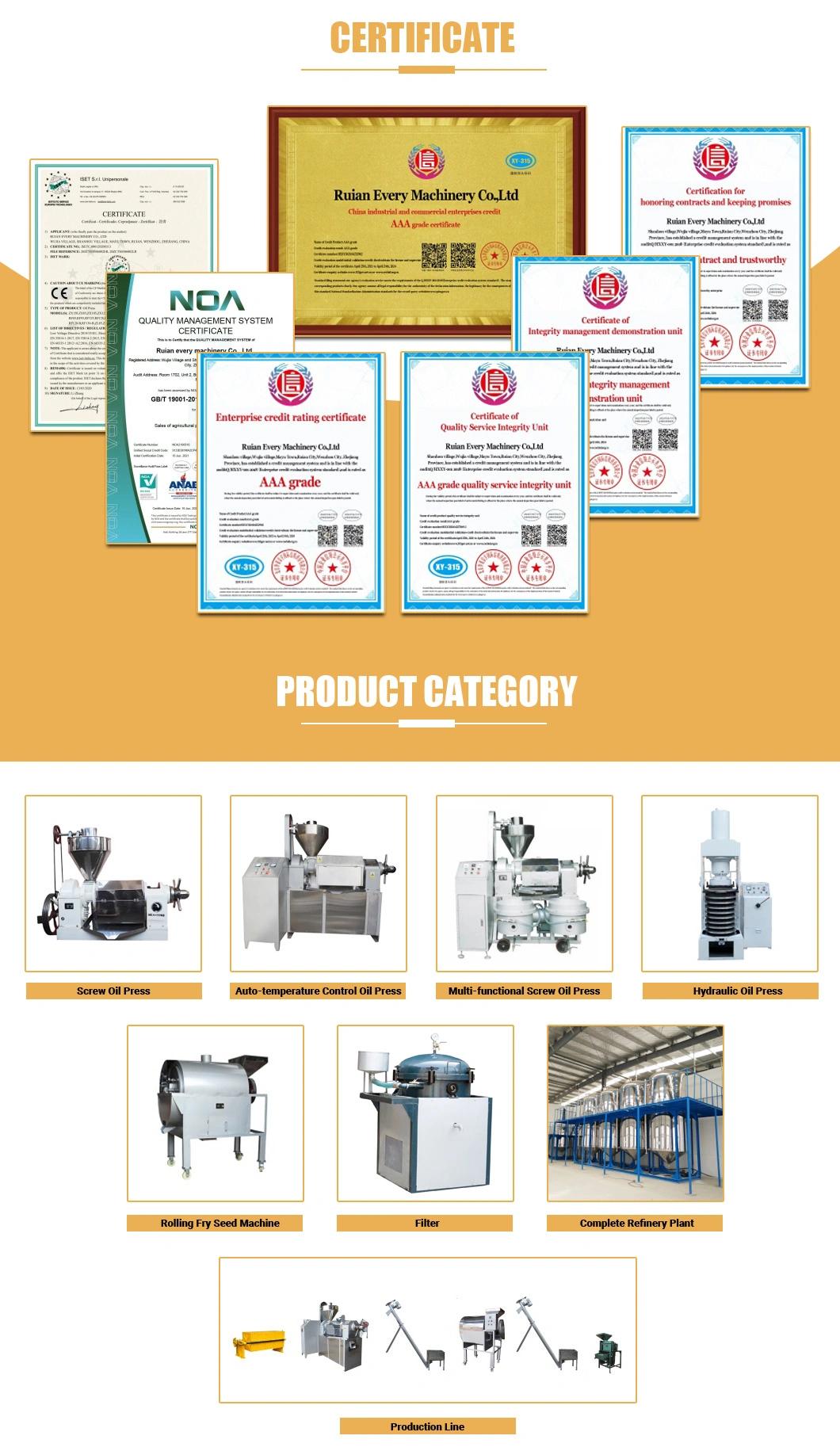 Sunflower Oil Auto-Temperature Mustard Oil Expeller Price List with High Performance