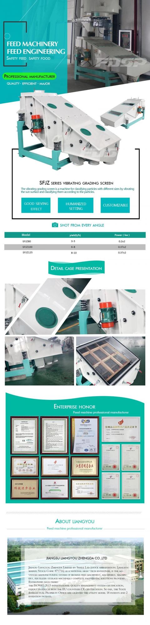 Safety and Reliable Price Vibrating Sifter Screening Machine for Grain Cleaner