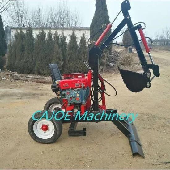Mini Backhoe Used in Farm Small Wheel Excavator Small Loader Backhoe Digger Towable ...