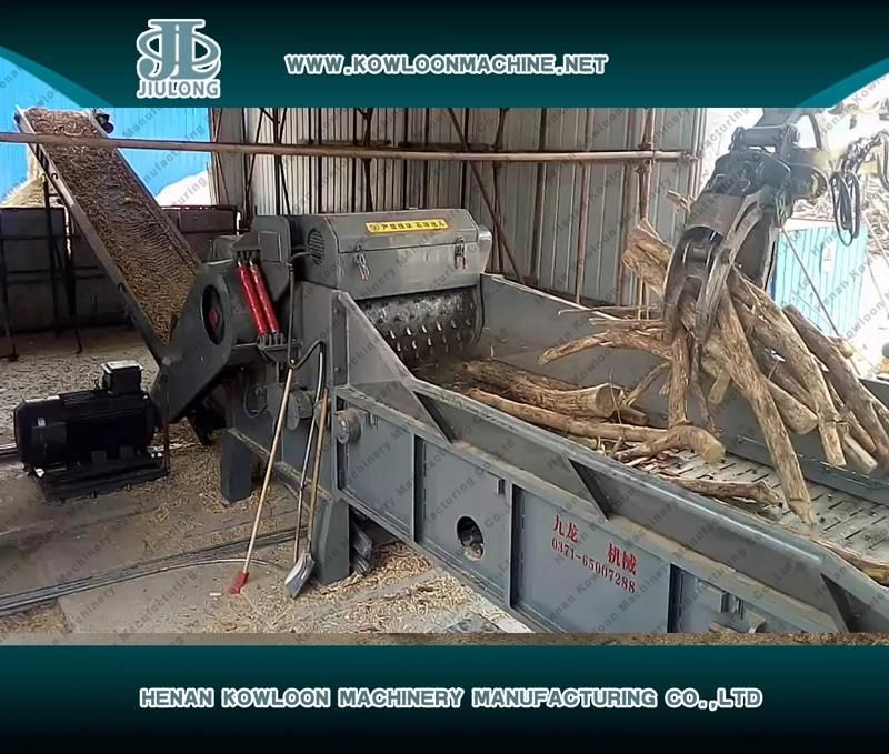 Tree Log Branch Diesel Mobile Wood Chipping Machine Trailed Wood Drum Chipper