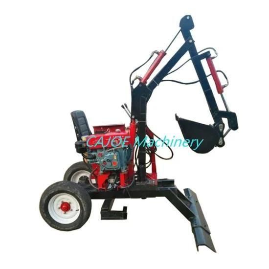 Small Wheel Excavator Mini Loader Digger Towable Backhoe Used in Farm Land