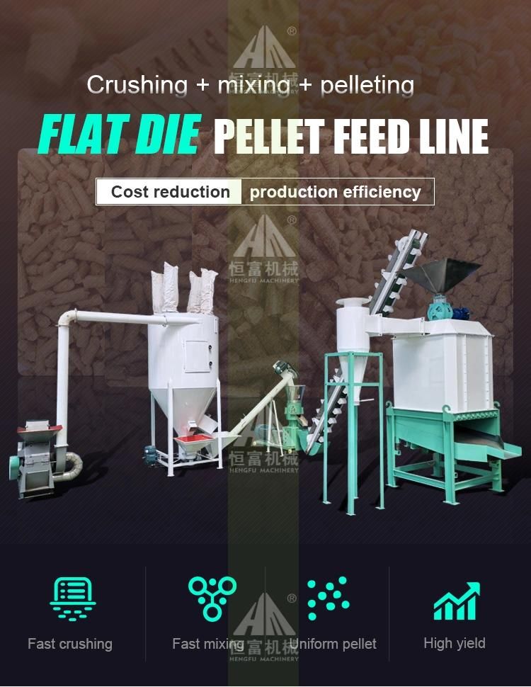 Flat Die Poultry Animal Feed Pellet Machine Line