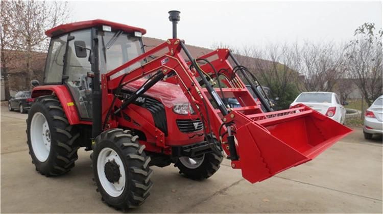 Chinese Cheap Farm Small 30HP 40HP 4WD Compact Tractor Front Mounted Frond End Loader with 4 in 1 Bucket for Sale