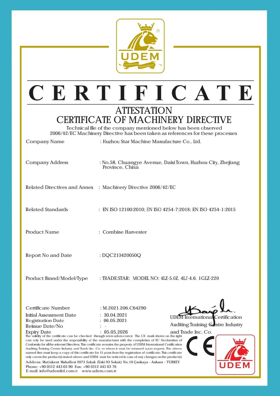 CE Certified 88HP 4lz-5.0z Star Mini Rice Combine Harvester Wheat Harvester