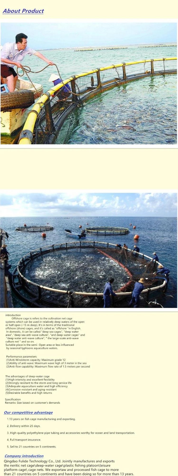 High Quality Deep Sea Anti-Storm Fish Cage for Cultivation