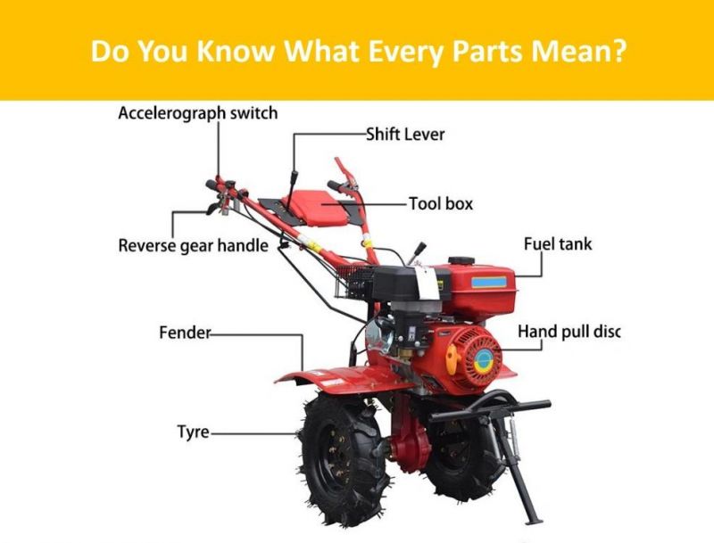 Hand Push Agricultural Equipment Walking Tractor Mini Power Tiller