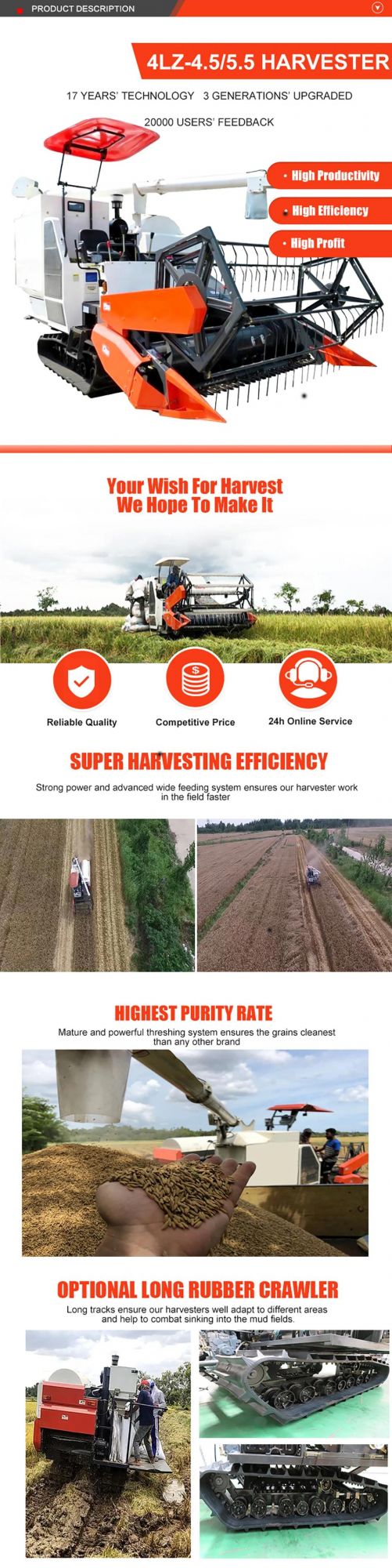 Kubota Similar Paddy Rice Combine Harvester for Sale in Indonesia
