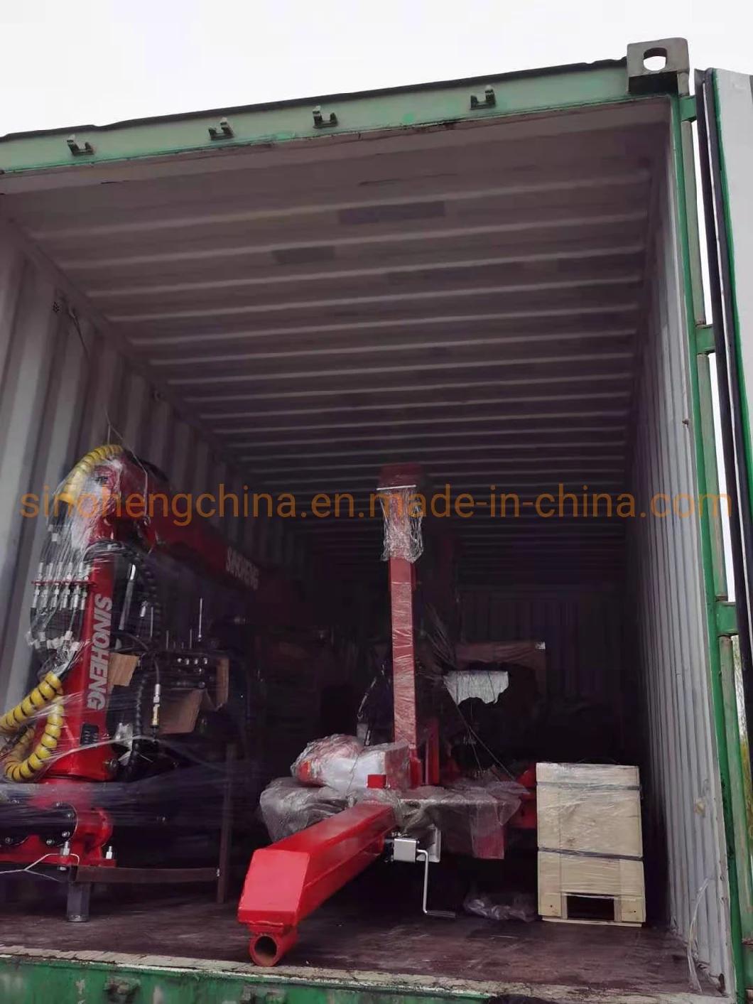 China Small Log Trailer with Grab Crane for Sale