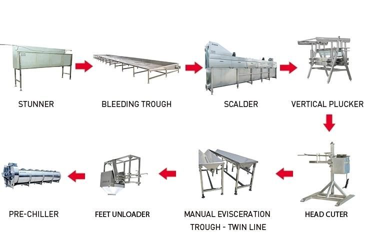 500 Bph Poultry Slaughtering Chicken Processing Slaughterhouse Equipment