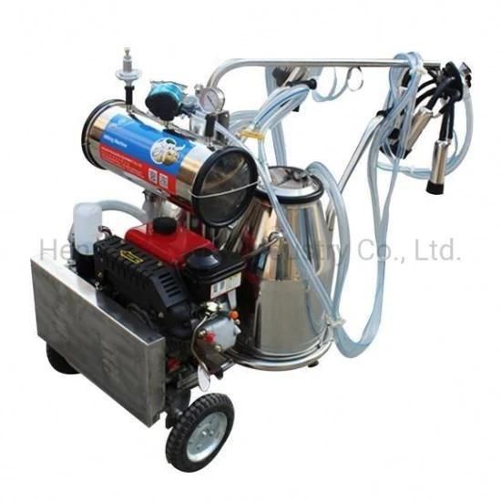 Portable Milking Machine with Double Buckets and Double Engines
