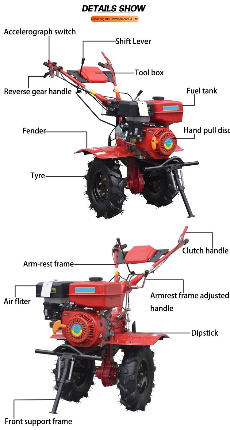 Power Tiller Factory Wholesale Agriculture Gasoline Type Mini Power Rotary Tiller Cultivator From China