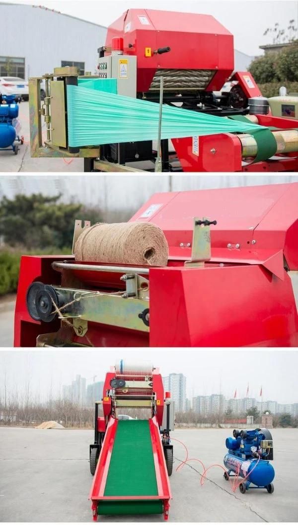 Automatic hay baling and wrapping machine