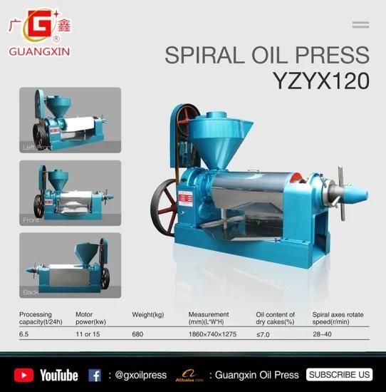 270kg / Hour Cold Pressed Peanut Palm Kernel Soybean Oil Press Machine on Sale