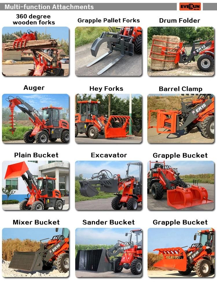 Ce & EPA Approved 1.6t Small Loader with Wooden Forks