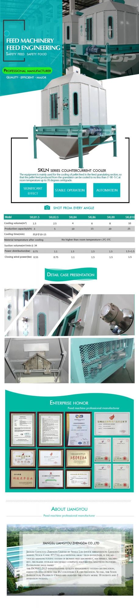 CE Approved Feed Machinery Cooler (SKLN)