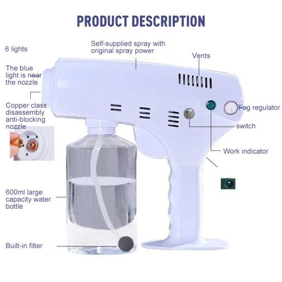 Fogger Sprayer Machine Disinfection Blue Light Nano Steam Misters Spray Gun for Car