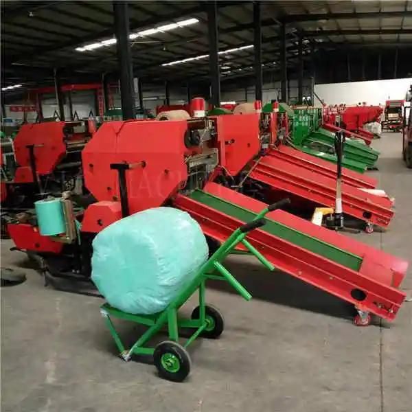 Automatic hay baling and wrapping machine
