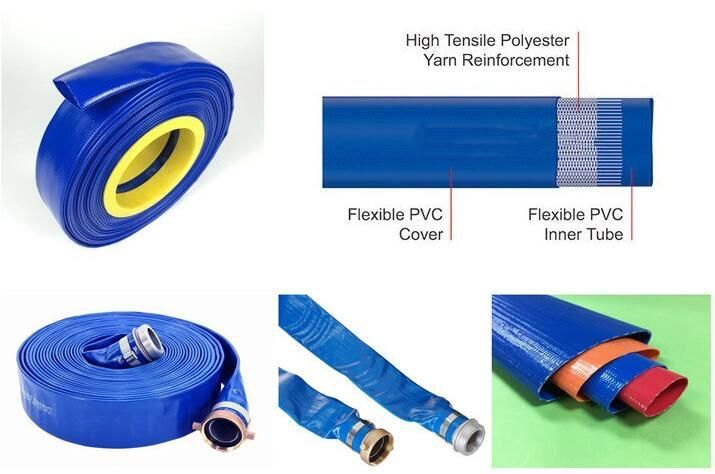 Blue Yellow Red PVC Lay Flat Hose for Water Irrigation