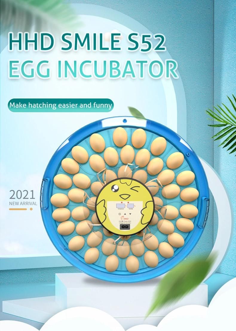 CE Approve Capacity 52 Plastic Automatic Incubators Egg Hatching Machine Blue
