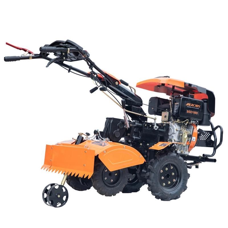 Bsx1100d Mini Agriculture Farm Tillage Machine Gasoline Engine Mini Power Tiller Hand Operated Walking Tractor Weeding Cultivator Rotary Tiller Price