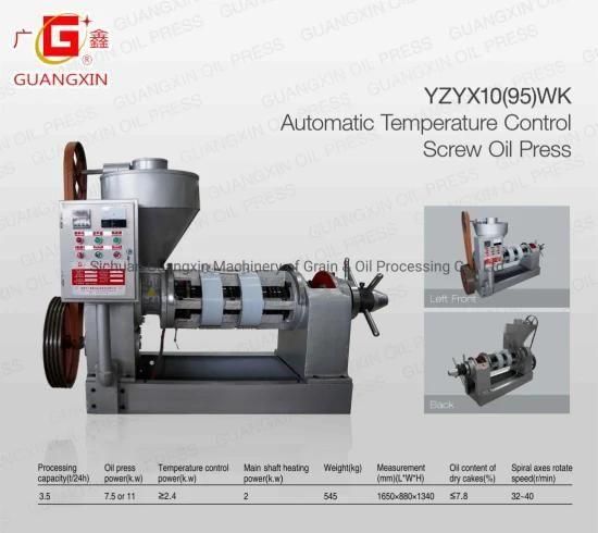 Yzyx10 (95) Wk Temperature Control Groundnut Soybean Oil Production Machinery