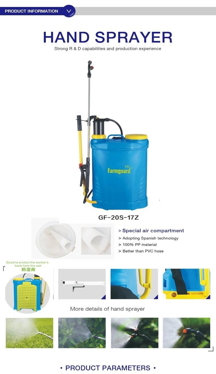 20L Manual Agricultural Hand Sprayer, Hand Pump Sprayer, Compressed Air Pressure Sprayer GF-20s-17z