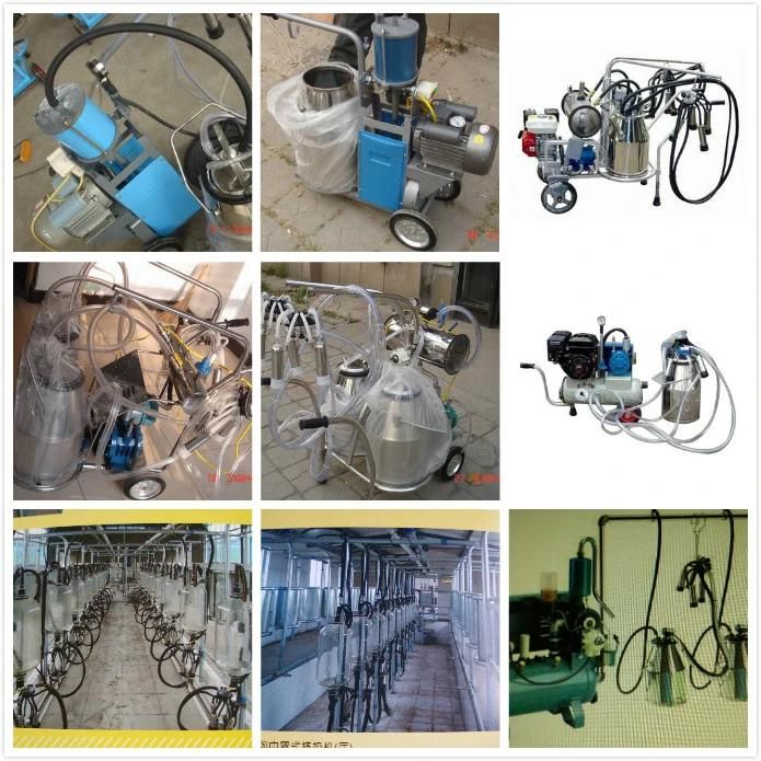 Milking Milker Agricultural Machine Farm Machinetwo Buckets Moving Machine Vacuum Pump Milking Machines for Cow