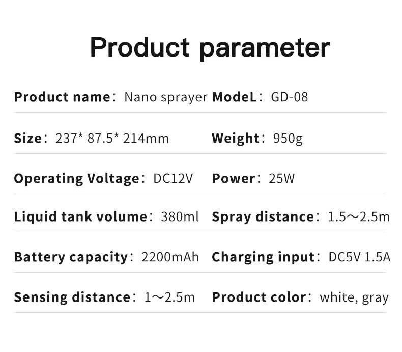 Mist Machine Handheld USB Rechargeable Nano Steam Atomizer Electric Sprayer