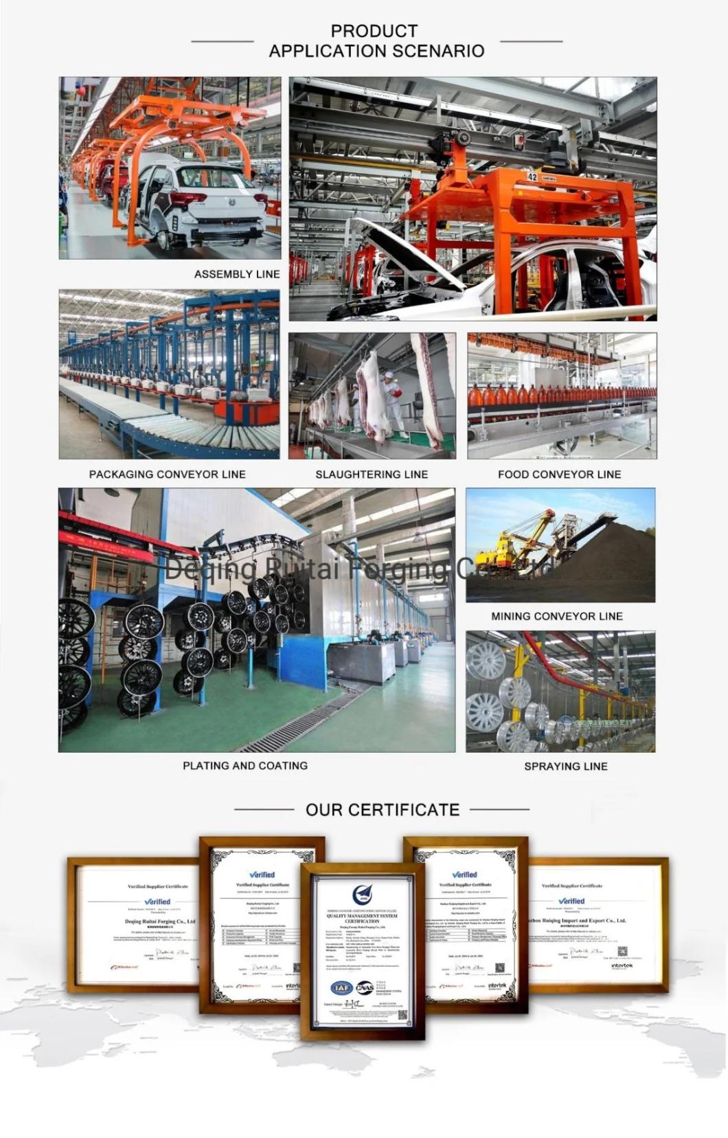 China Factory of Drop Forged Overhead Monorail I Beam Conveyor Bracket Chain Trolley Pulley with Roller Bearing for Powder Painting and Coating Line