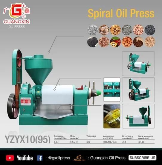 Guangxin Yzyx10 (95) Cold Press Screw Cottonseeds Coconut Sunflower Peanut Oil Press ...