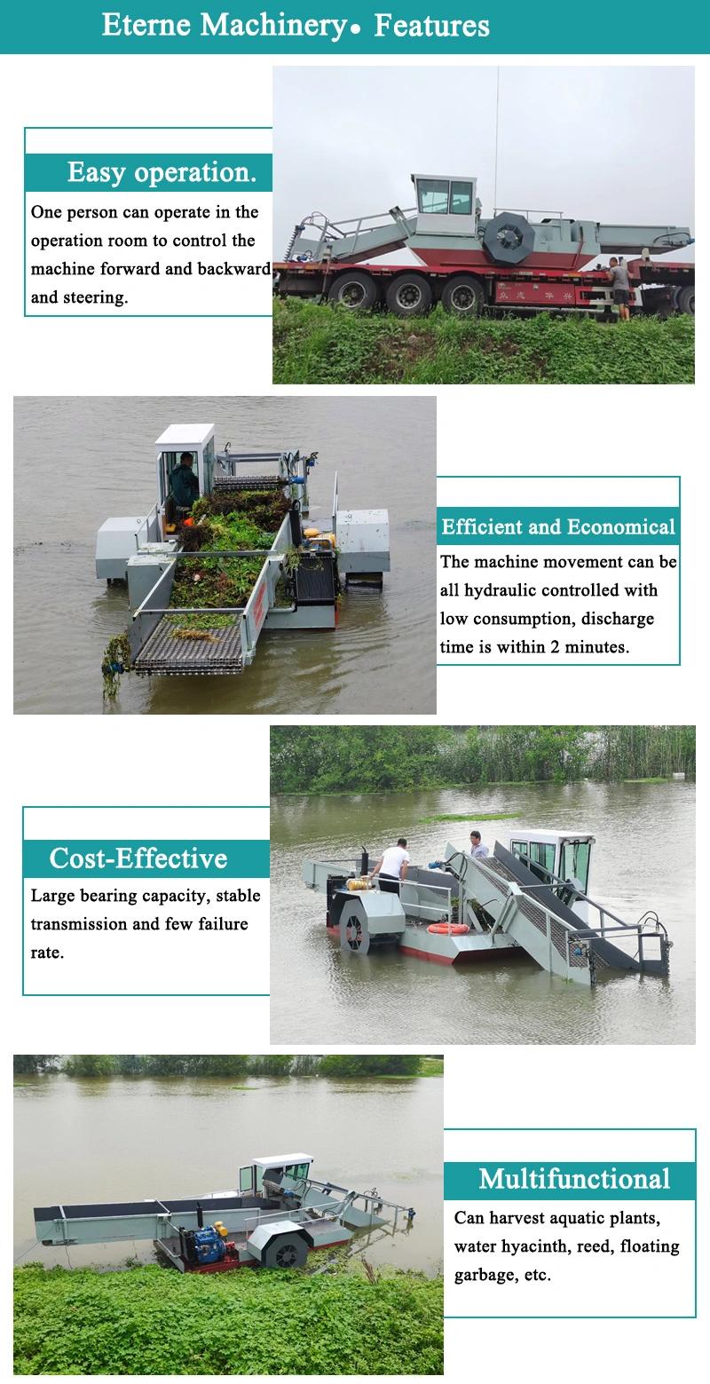 Water Hyacinth Chopper and Shreder Boat for Lake Water Treatment Aquatic Plant Harvester for Sale Mowing Boat Garbage Cleaning Machine Water Weed Harvester