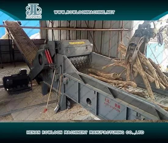 Horizontal Tree Crusher Log Chipping Machine Drum Wood Chipper