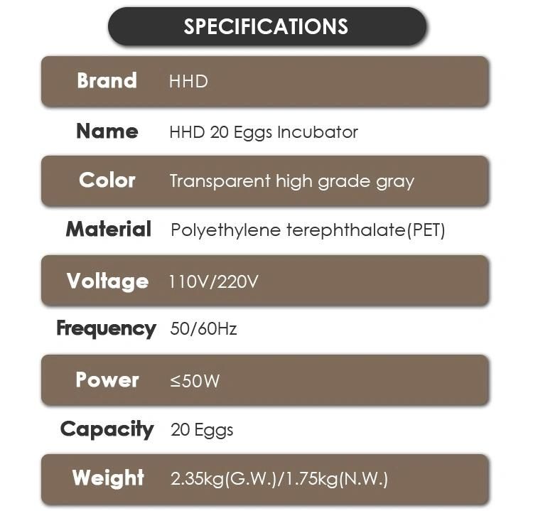CE Certificated Hhd Ew9-20 Incubator Motor Turner and Thermometer Prices