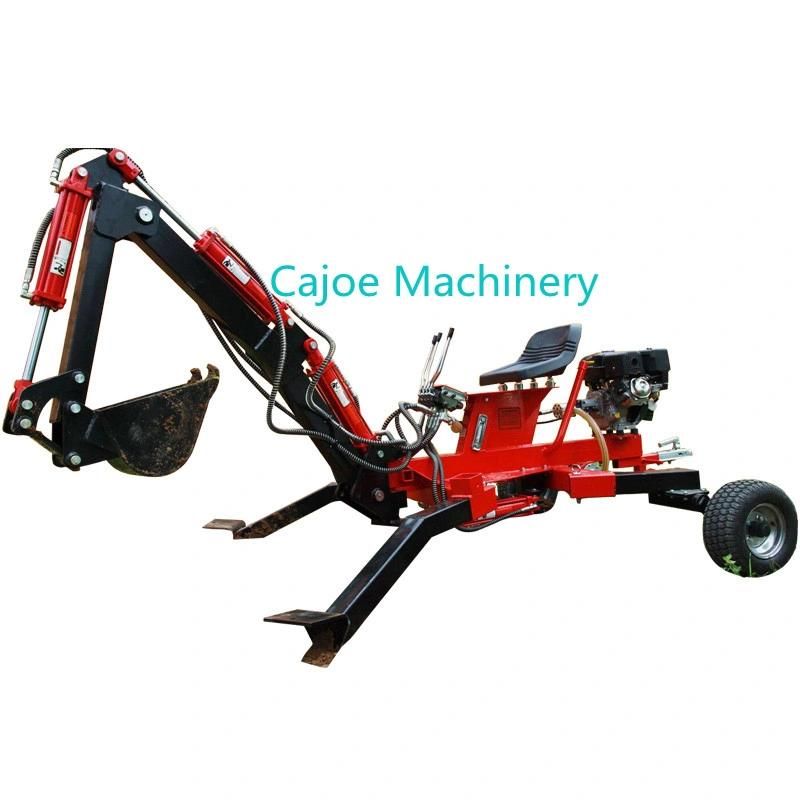 Mini 9HP Gasoline or 8HP Diesel Excavators Small Towable Backhoe with 140 Degree Swing Angle for Farm