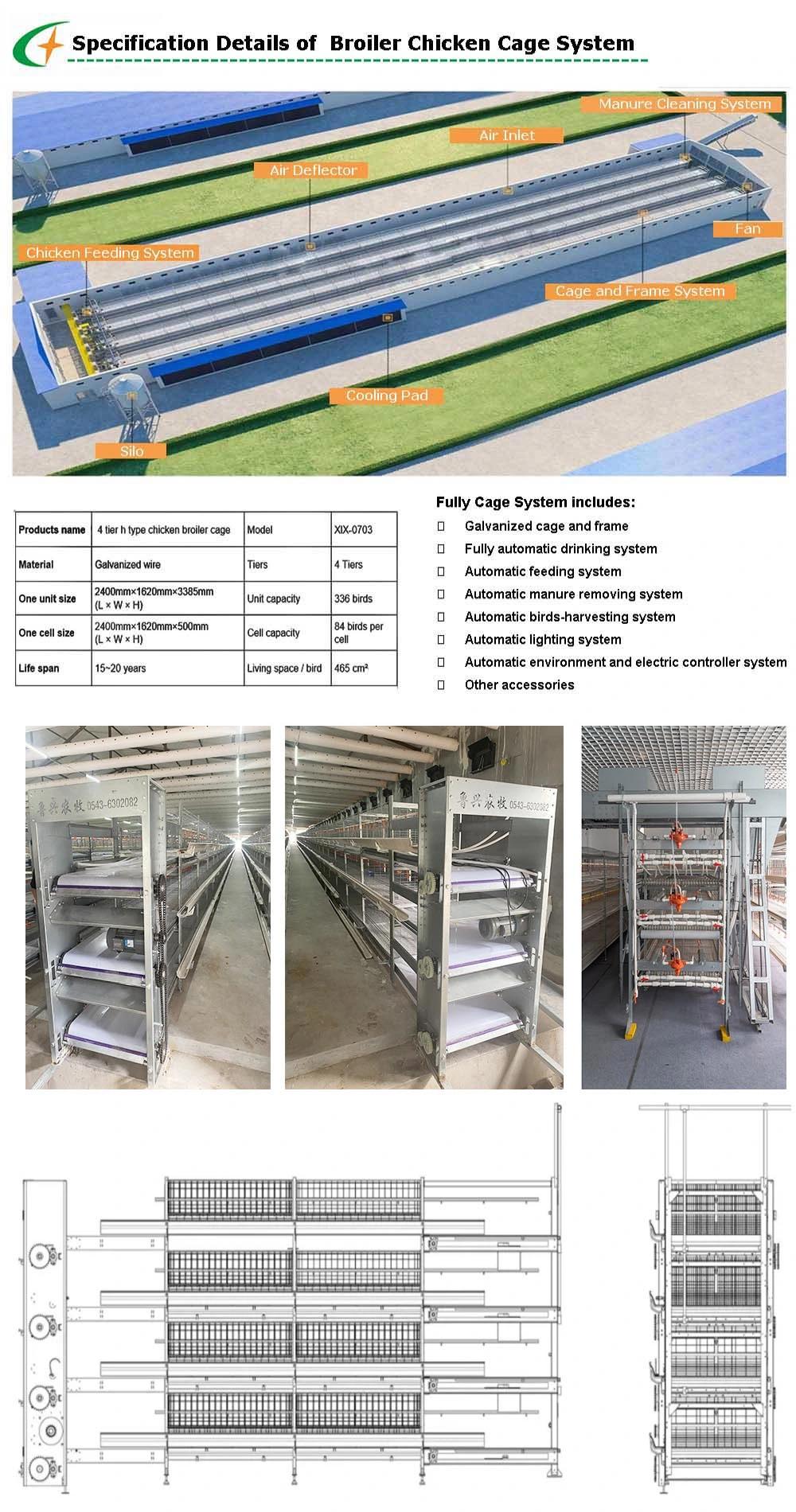 3 Tiers H Type Animal Cages Broiler Poultry Cage for Chicken Farm