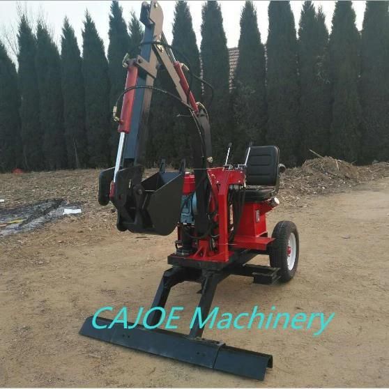 Small Wheel Excavator Mini Loader Digger Towable Backhoe 360 Degree Rotation Used in Farm Land