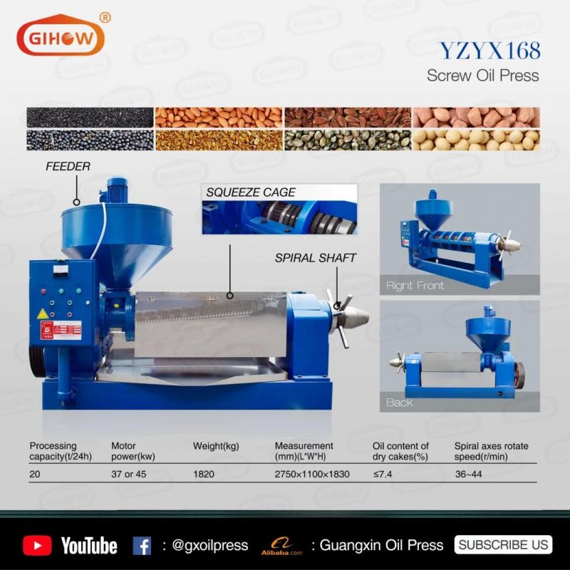 Guangxin 2021 New Yzyx168 Peanut Oil Press Machine