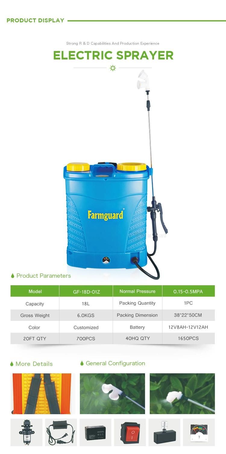 18L Knapsack Sprayer Backpack Electric Knapsack Agricultural Power Pesticide Battery Sprayer