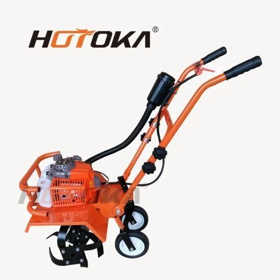 Hand Push Cultivator 63cc Mini Power Tiller Weed Removal Machine Rotary Cultivators