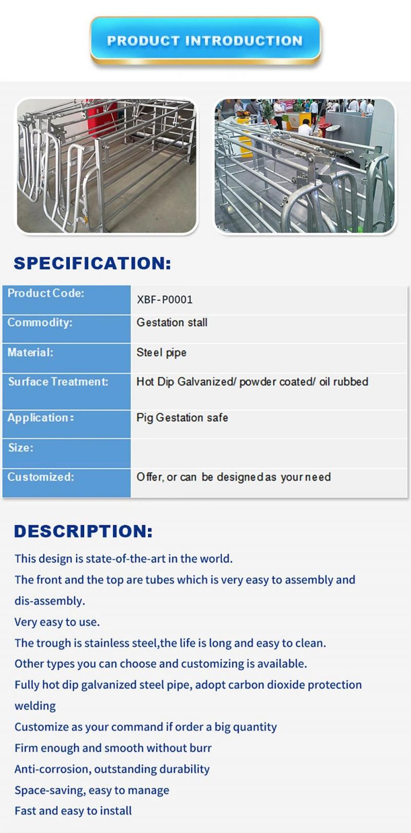 Pig Farm Gestation Crate Gestation Stalls