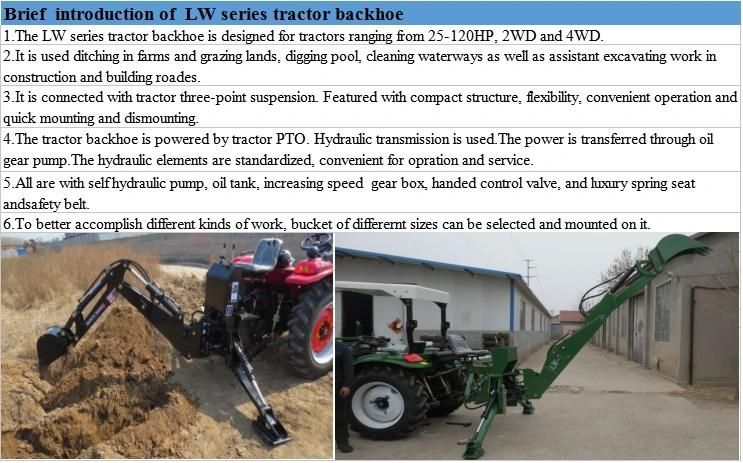 Lw-7 Back Hoe and Front End of Loader Tractor Matched with Ce
