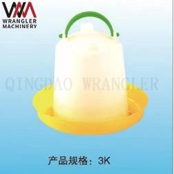 Poultry Drinker with Yellow Base Green Handle