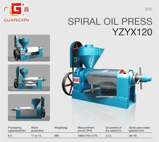 6.5tpd Screw Press Rapeseed Mustard Canola Seed Oil Processing Machine