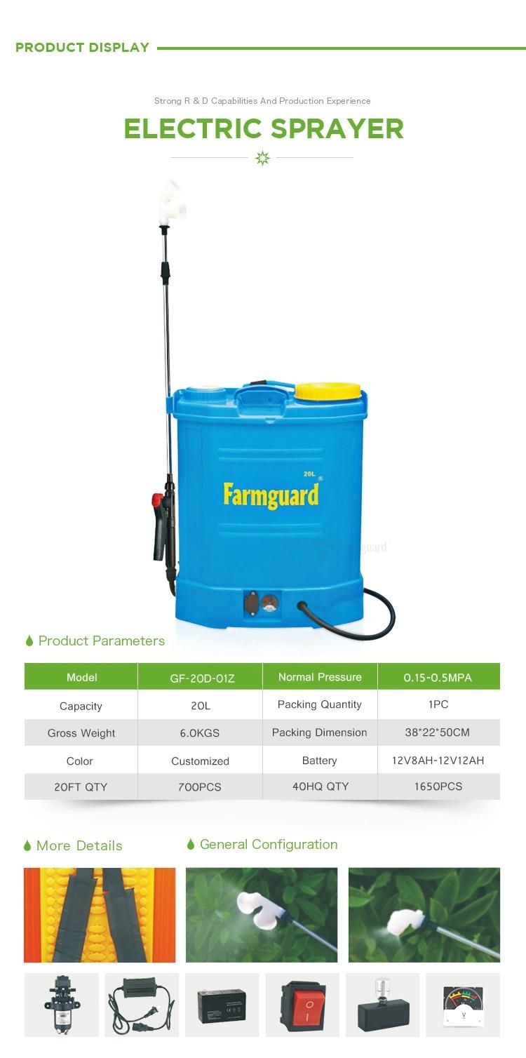 Top Sell 12V8ah 12V Diaphragm Pump Agricultural Battery Sprayer (GF-20D-01Z)