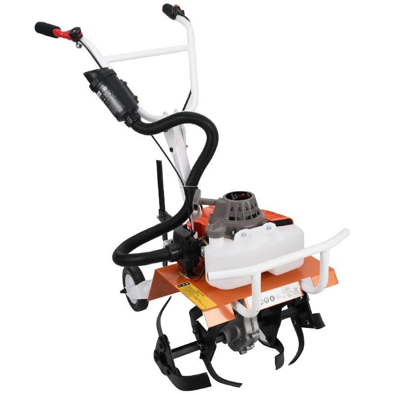 Mini Tiller Cultivator, Powerful 63cc 2-Cycle Viper Engine, Gear Drive Transmission, Height Adjustable Wheels,