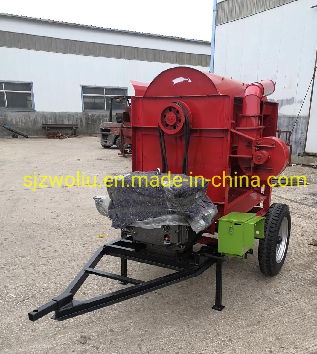 Hot Sale Large Productivity Diesel Engine Type Rice & Wheat Threshing Machine with 2 Wheels, Agricultural Machine