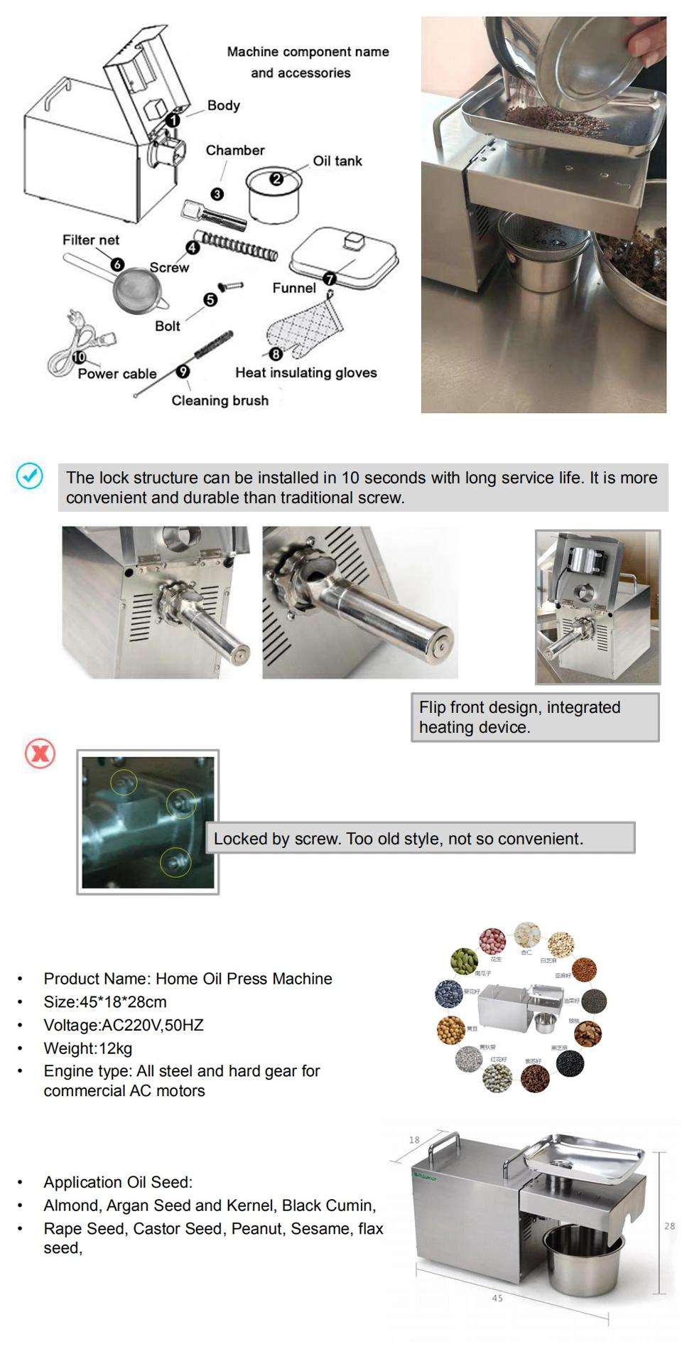 Mini Edible Oil Hot & Cold Processing Peanut Screw Perilla Seed Pumpkin Seed Oil Extraction Press Machine